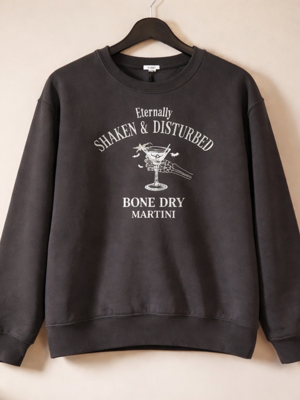 Charcoal 'Shaken & Disturbed' Graphic Sweatshirt - Bone Dry Martini